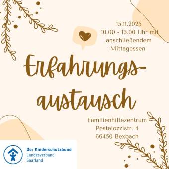 Einladung zum Erfahrungsaustausch am 15.11.25